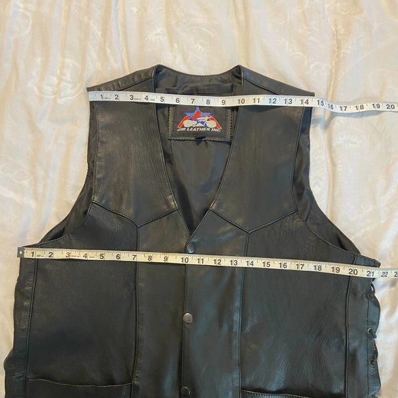 Jim Leather Inc Black Leather Vest Sz XL - Picture 7 of 8